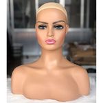 Dreambeauty Realistic Female Mannequin Head with Shoulder Manikin PVC Head Bust Wig Head Stand for Wigs Display Making,Styling,Sunglasses,Necklace Earrings