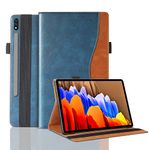 Tablet Case for Samsung Galaxy Tab S7 FE/ S8+/ S8 Plus/ S7+/ S7 Plus 12.4 inch PU Leather Flip Folio Case with Pocket Multi-Angle Stand Tablet Cover SM-X800/ X806/ T970/ T976B/ T730/ T733, Navy Blue