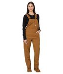 Carhartt womens Rugged Flex Loose Fit Canvas Bib Overall Closeout, Carhartt Brown, Small