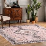 nuLOOM Sasha Machine Washable Medallion Area Rug, 3' x 5', Pink