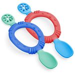 Vicloon Silicone Self Feeding Baby Spoon and Fork, 2 Pcs Baby Weaning Spoon and Fork Set, Baby and Toddler Self-Feeding Utensils for Infant Toddler Children First Led Training Weaning 6 Months and Up