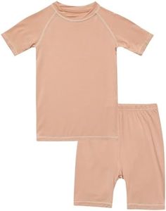 VAENAIT BABY Infant Toddler Junior Summer Rayon from Bamboo Pajamas Short Pjs 2pcs Set Stitch Milkorange 2XL