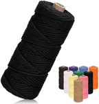 Tanstic 1Pc Black Macrame Cord, 3mm x 109 Yards Colored Cotton Cord Macrame Rope, Cotton Rope Macrame Yarn Craft Cord for DIY Crafts, Plant Hangers, Knitting