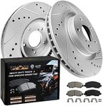 WEIZE Front Carbon Fiber Ceremic Brake Pad & Drilled Slotted Rotors Kit, Compatible with Jeep Compass/Patriot Dodge Caliber Avenger