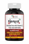 Hiral Health’s Hemral Plus Capsules - Chelated Iron Supplement for Women & Men with Vitamin C, B12 & Folic Acid - Anemia Relief, Menstruation & Menopause Support, Stress Relief- 120 Veg Capsules