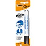 BIC Velleda Whiteboard Pens, Dry Wipe Markers in Black, low odour and with resistant, thin tip, Pack of 2