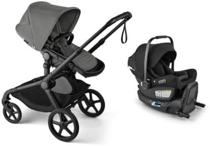 Bugaboo Kangaroo Stroller Travel System Bundle – All-Terrain Single-to-Double Stroller + Bugaboo Turtle Air Shield by Nuna Infant Car Seat with Recline Base – Newborn to Toddler - Moon Grey