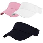 Kaserlin 3PCS Sun Visor Hat,Adjustable Baseball Cap,Sun Protection Visor Sport Leisure Cap for Women Men Golf Cycling Fishing Tennis Running Jogging Summer for Men or Ladies(Black,White,Pink)