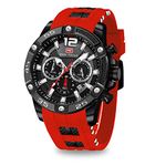 Mini Focus Men Watches Unique Casual Wrist Watches (Chronograph/Waterproof/Luminous/Calendar/24 Hours) Silicon Band Fashion Watches for Men, Red, Chronograph