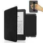 MyGadget Cover compatible with Kindle Paperwhite 7th Generation 2012 to 2017 Magnetic Flip Case - Bookstyle Protector with Elastic Hand Strap - Black