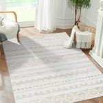 TOPICK Boho Area Rug Taupe 90x150cm Entryway Modern Geometric Rug Hallway Kitchen Rug Accent Thin Lightweight Washable Rug Non Slip Carpet for Living Room Bedroom Office Dining Room