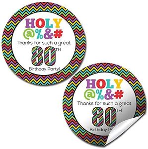 Holy @%*# 80th Birthday Party Thank You Sticker Labels, 20 2" Party Circle Stickers by AmandaCreation, Great for Party Favors, Envelope Seals & Goodie Bags