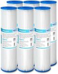 Membrane Solutions 5 Micron Pleated Polyester Sediment Water Filter 10"x2.5" Replacement Cartridge Universal Whole House Pre-Filter Compatible with W50PE, WFPFC3002, SPC-25-1050, FM-50-975 - 6 Pack