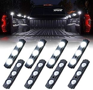 Xprite Led Rock Light for Bed Truck 24 LEDs Cargo Truck Pickup Bed Off Road Under Car Foot Wells Rail Lights Side Marker LED Rock Lighting Kit w/Switch White - 8 PCs