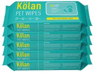 Kolan Eco-Friendly Pet Wipes 100% Biodegradable Fabric • Fragrance Free Grooming Wet Wipes for Dog | Cat | Puppies | Rabbit | Small Pets, 60 Count, 5 Pack