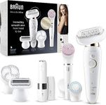 Braun Silk-épil 9 Flex Beauty Set, Women's Epilator for Hair Removal with Flexible Head, Wireless Epilation, Wide Head with 40 Tweezers, Includes FaceSpa Brush, Mini Hair Remover, 9-105