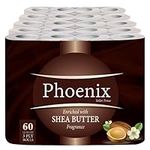 Phoenix Soft Shea Butter Fragranced Luxury Toilet Rolls Bulk Buy - Quilted White 3 Ply Toilet Paper (60 Pack)