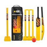 DSC Phoenix Plastic Cricket Set - Ideal for Tennis and Gully/Turf Cricket, Size-2 (4-6 Yrs) (1 Plastic Bat + 4 Plastic Stumps + 2 Base + 2 Bails + 1 PVC Ball)