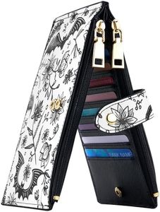 Travelambo RFID Wallet Women Large Size Bifold Multi Card Wallet Case with Zipper Pocke Credit Card Holder for Women