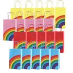 20 Pcs Paper Gift Bag with Handle，Rainbow Party Favor Bags Loot Bags for Kids Birthday Wedding Crafts Party Supplies