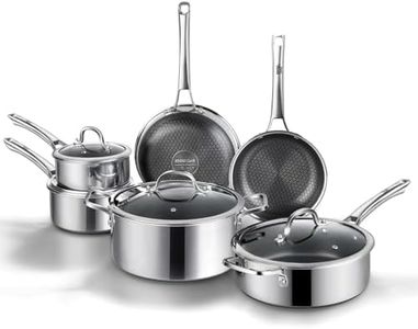 Yonida Non Stick Frying Pan Set, 10 Pcs Nonstick Hybrid Skillets and Fajita Pans Set, PFOA Free Kitchen Cookware, Dishwasher & Oven Safe, All Cooktop Compatible