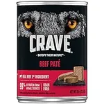 CRAVE Grain Free Adult Canned High Protein Natural Soft Wet Dog Food Beef Paté, (12) 12.5 oz. Cans