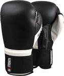 MAXSTRENGTH Boxing Gloves MMA Mitts for Sparring, Kickboxing, Heavy Punch Bag Grappling Dummy Double End Speed Ball & Focus Pads Workout 6oz, 8oz, 10oz, 12oz 14oz, 16oz (Black/White (10oz))