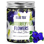 BLUE TEA - Butterfly Pea Flower Tea - 50gm - 100 Cups | ANTI-OXIDANT RICH | Aparajita - Shankhpushpi | Flower Based - Herbal Tea - Vegan - Caffeine Free - Detox Tea - Vegan | Featured in Shark Tank | Reusable Packing