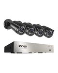 ZOSI 8CH Security Cameras System 5MP Lite CCTV DVR Recorder with 4pcs 1080p HD Outdoor Weatherproof Night Vision Cameras,Motion Alert (NO HDD)