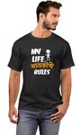 Duffers Marathi Printed t Shirts for Men & Women My Life Bayko Rules Round Neck Tshirt Half Sleeve Cotton Funny Saying T-Shirts Black