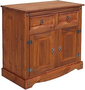 Sunnydaze Solid Pine Kitchen Sideboard Cabinet with 2 Drawers and 2 Doors - 31.5 Inches H - Chocolate