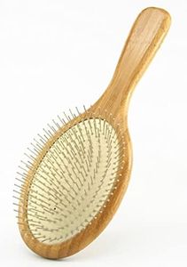 Wooden Paddle Detangling Brush Metal Bristle Hair Brush for Women and Men, Anti-frizz Styling Hairbrush Comb for Curly Fine Wavy Normal Hair, Scalp Massage Brush, Wet or Dry Use