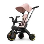 Doona Liki Baby Trike S1, Blush Pink Foldable Trike with Parent Handle, Multi-Position Recline, Durable Wheels, UPF 50+ Canopy, Tricycles for 1-3 Year Olds, Perfect for Toddlers