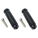 eMagTech 1 Pair of CNC Aluminum Universal Motorcycle Rear Seat Straight Foot Pedals Black with 8mm Mounting Bolts