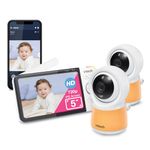 VTech RM5754-2HD Smart Wi-Fi Video Baby Monitor with 5” Display and 1080p HD Cameras, Built-in Night Light & 2 Cameras, White