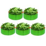 DIYAGREEN Terrace Gardening Grow Bags for Leafy Vegetables - 15"X06" (Green, Pack of 5)