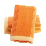 Pidada Hand Towels Set of 2 Striped Pattern 100% Cotton Soft Decorative Towel for Bathroom 13.8 x 29.5 Inch (Orange)