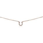 B. BRILLIANT Sterling Silver Necklace for Women Short Cubic Zirconia Horseshoe Necklaces for Stacking Holiday Birthday, Rose Gold, Sterling Silver, Cubic Zirconia