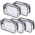 5 Pcs Cosmetic Bags, Clear PVC Makeup Bag with Zipper, Portable Transparent Toiletry Bags, Carry Travel Zippered Pouch Bags for Business Travel, Vacation, Bathroom, Organizing