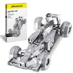 Piececool 3D Puzzle Metal Silver Formula Racing, Classic Transportation Craft Model Kits for Adults to Build, 3D Puzzles Adult Teens for 304 Stainless Steel, Ideal as Gifts, Home Decoration, 69 Pieces