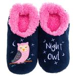 Snoozies! Pairables Countryside Animals & Insects Womens Slippers Soft Sherpa Fleece Non Slip Sole Ladies Sizes 3-9 (Night Owl)