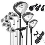 Tangkula 10 Pieces Men's Complete Golf Club Set Right Handed, Includes 460cc Alloy #1 Driver & #3 Fairway Wood & #4 Hybrid & #6/#7/#8/#9/#P Irons, Putter & 3 Head Covers