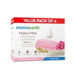 Mamaearth Multani Mitti Moisturizing Lotion Soap with Multani Mitti & Rose for Oil Control & Acne 125g (Pack of 4) | Benefits of Lotion in a Soap | Deeply Cleanses & Moisturizes | Grade 1 Acne Soap