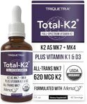 Total K2® | Vitamin K2 as MK7 & MK4 | Plus K1 & Vitamin D3 Cofactor - 620 mcg K2 per Serving - All-Trans MK7 from MenaQ7® - Full-Spectrum Vitamin K - Vegan, Organic Certified (Liquid 1 oz)