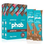 Phab Mocha Nut Fudge 11g Protein Bars (Pack of 6), Pea Protein Isolate, High Fiber, No Preservatives, 100% Veg, No Added Sugar Gluten-Free protein bar for Energy, Fitness & Immunity With Goodness of Dates & coffee powder-210g