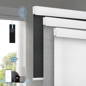 Motorized Blinds with [Free Solar Panels] Upgraded Smart Blinds, Blackout Electric Blinds with Remote，Automatic Roller Shades for Windows Work with Alexa Google Home