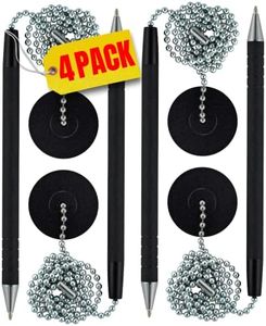 1InTheOffice Pen with Chain, Counter Security Pen, Pen with Chain for Desk, Black, 4 Pack