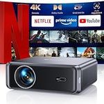 [Netflix-Licensed/DoIby Audio] 4K Projector, 1000ANSI Portable Smart Full HD 1080P Projectors for Bedroom,AI Auto Focus,Built-in Apps, HDMI ARC,Bluetooth WiFi 6 Projector for Home Cinema,Outdoor,Gifts