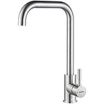 GRIFEMA G4009 Kitchen Tap with Swivel Spout, Cold-Start Sink Mixer, Stainless, Matte, Without Shower