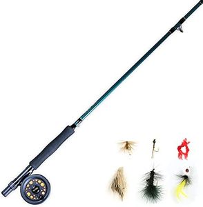 Martin Complete Fly Fishing Kit, 8-Foot 5/6-Weight 3-Piece Fly Fishing Pole, Size 5/6 Rim-Control Reel, Pre-spooled with Backing, Line and Leader, Includes Custom Fly Tackle Assortment, Brown/Green